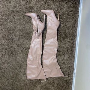 Thigh high nude boots